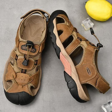 Men's Leather Closed Toe Sandal