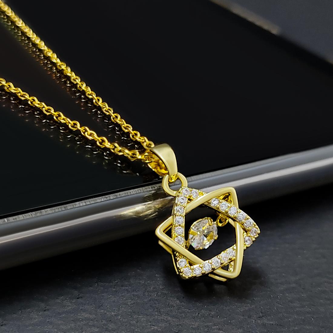 Elegant American Diamond Pendant With Chain